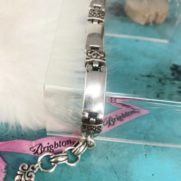 💕Brighton Tribeca Silver Plated Bar Heavy Linked Bracelet w/ Filagre Design - Picture 10 of 10